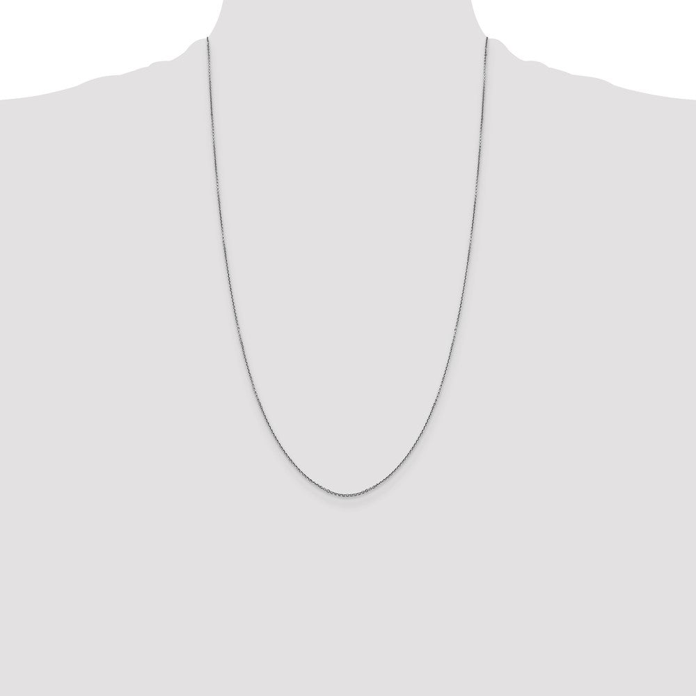 14K White Gold .9mm Diamond-cut Round Open Link Cable with Lobster Clasp Chain