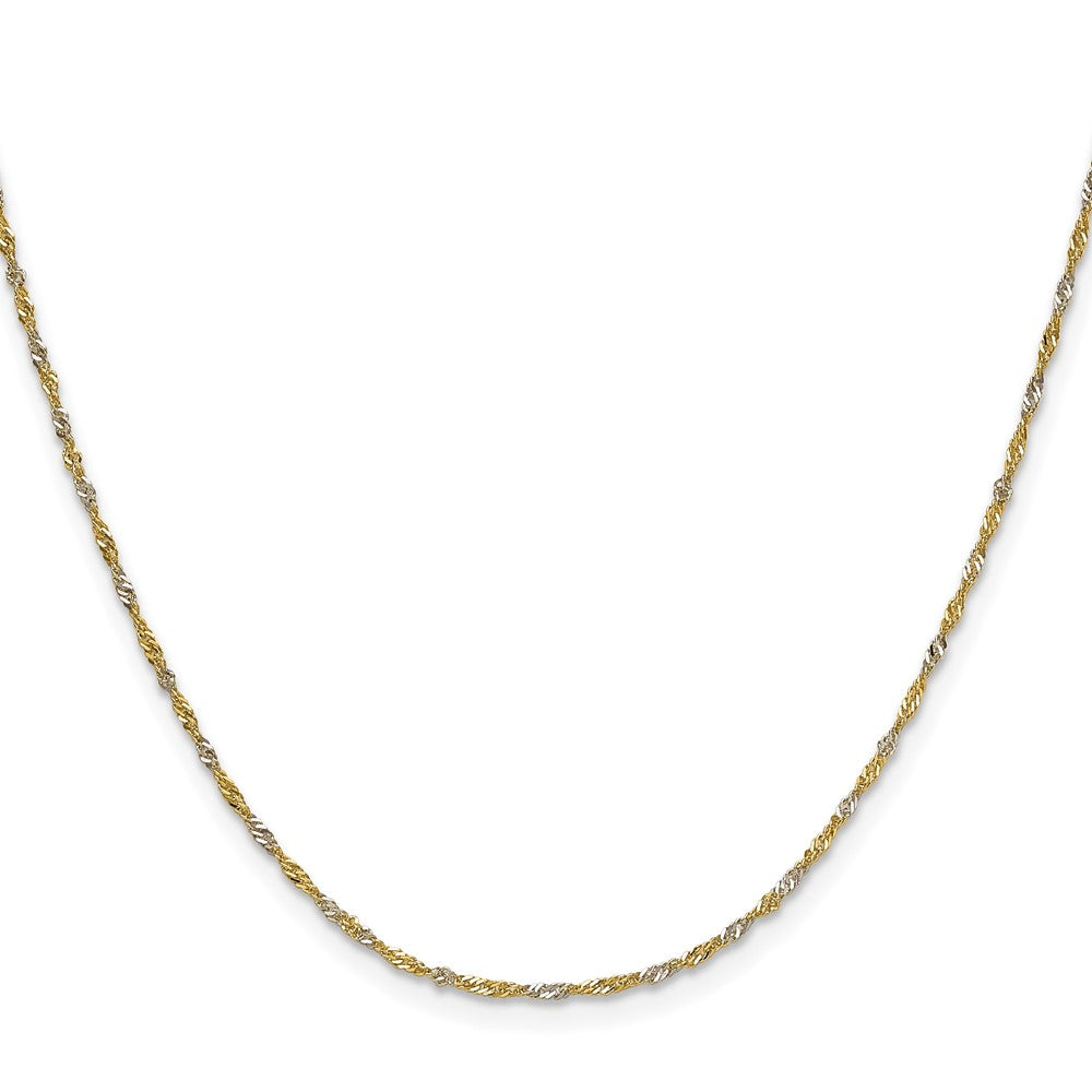 14k Yellow Gold with Rhodium 1.4mm Singapore Chain