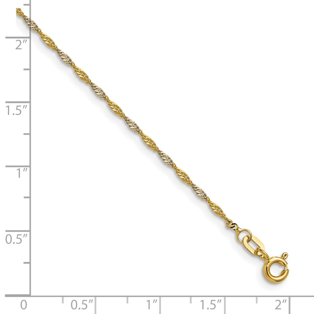 14k Yellow Gold with Rhodium 1.4mm Singapore Chain