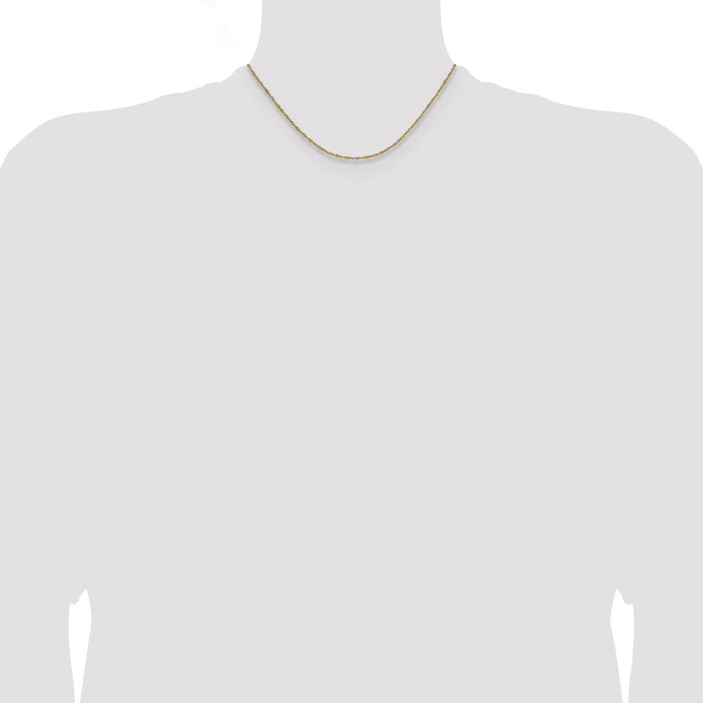 14k Yellow Gold with Rhodium 1.4mm Singapore Chain