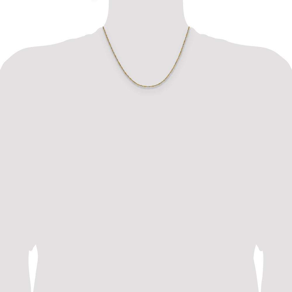 14k Yellow Gold with Rhodium 1.4mm Singapore Chain