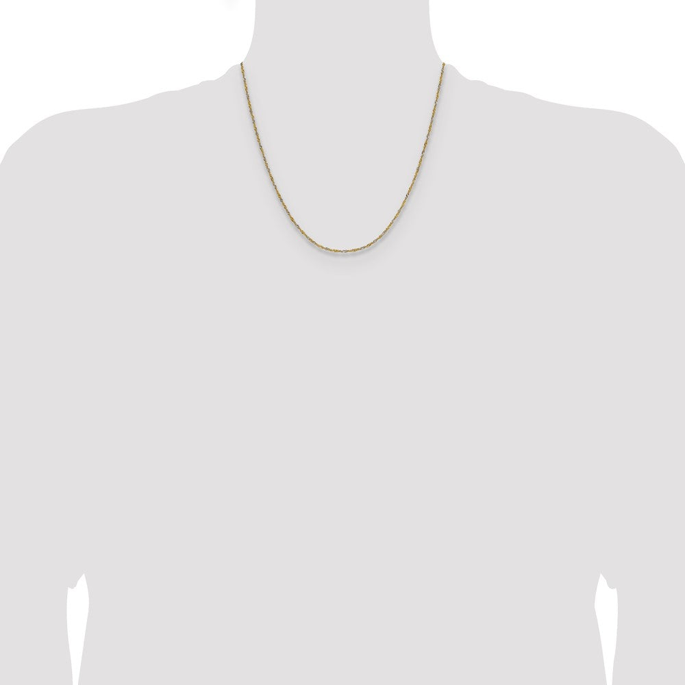 14k Yellow Gold with Rhodium 1.4mm Singapore Chain