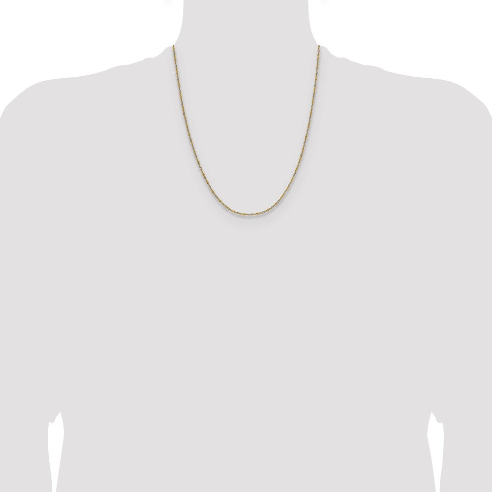 14k Yellow Gold with Rhodium 1.4mm Singapore Chain