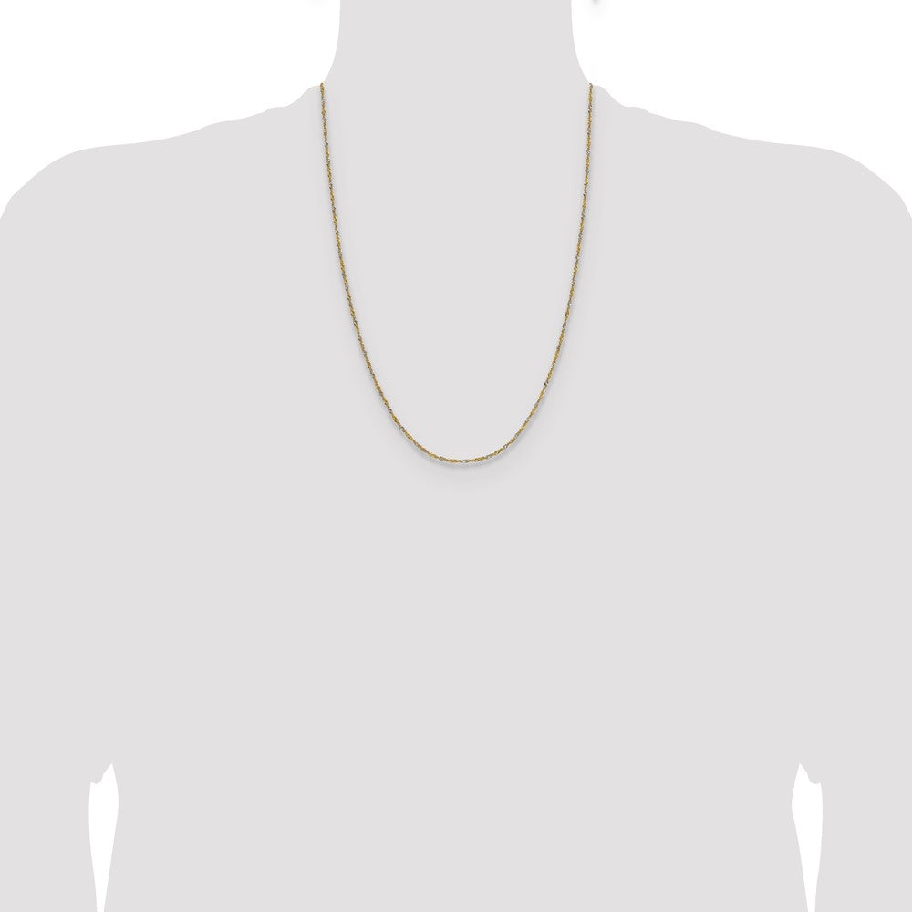 14k Yellow Gold with Rhodium 1.4mm Singapore Chain