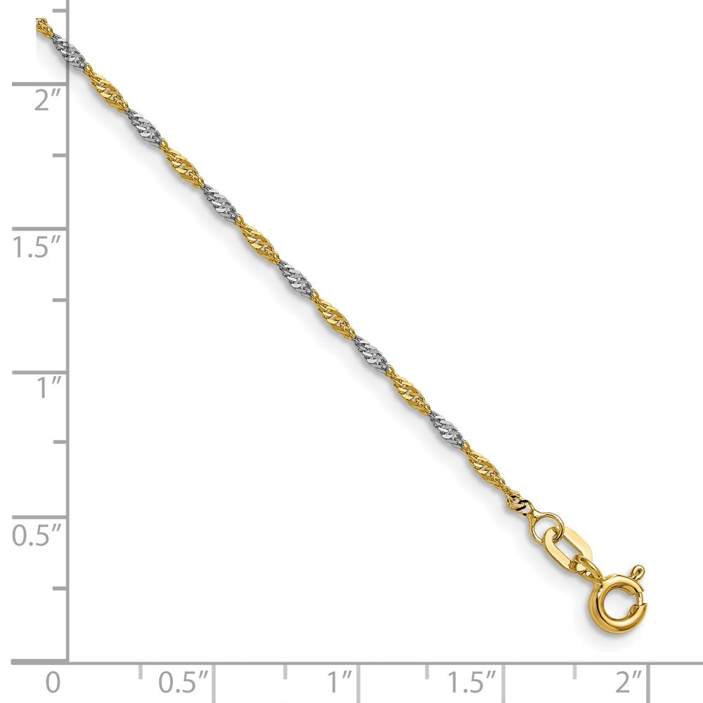14k Yellow Gold with Rhodium 1.4mm Singapore Chain