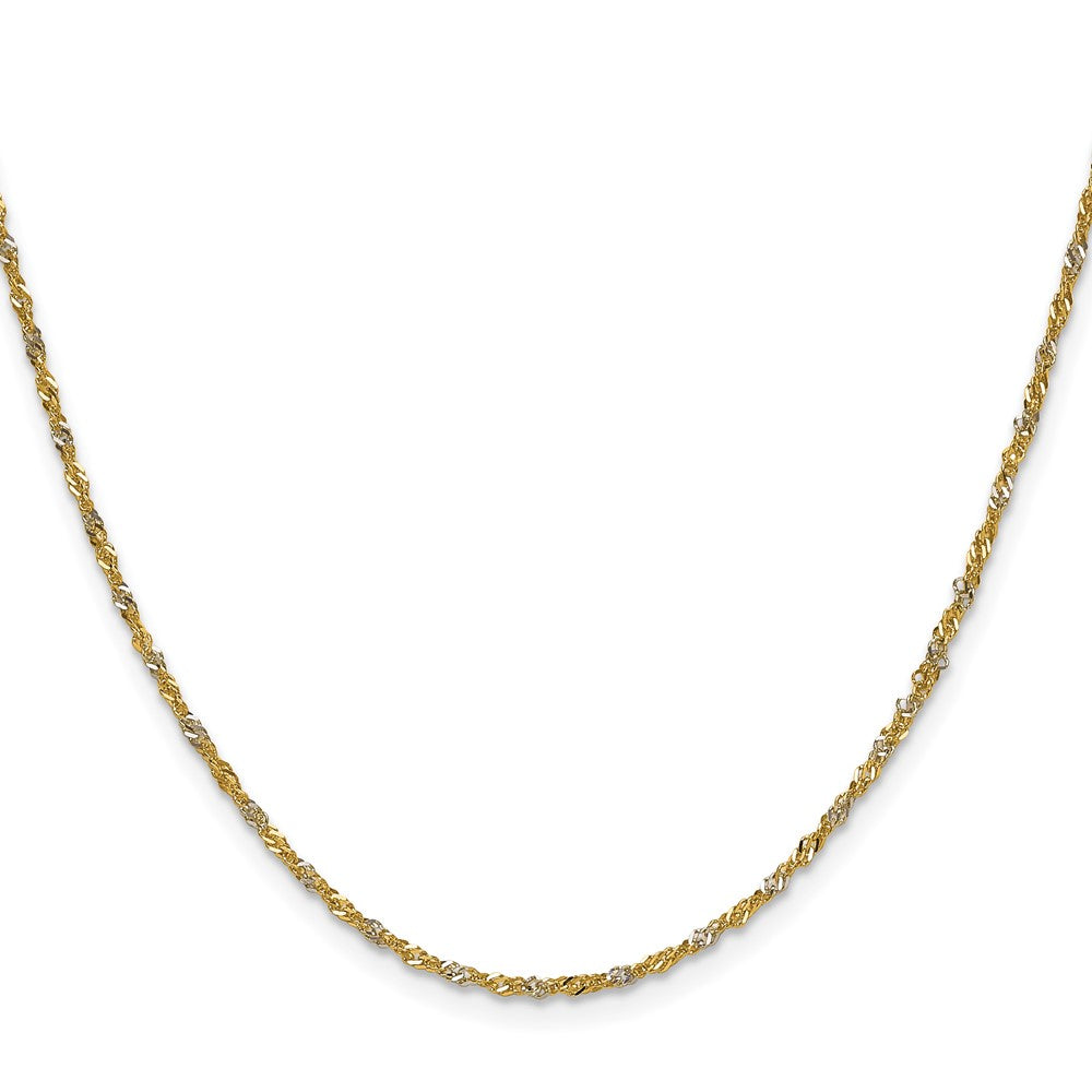 14k Yellow Gold with Rhodium 1.65mm Singapore Chain