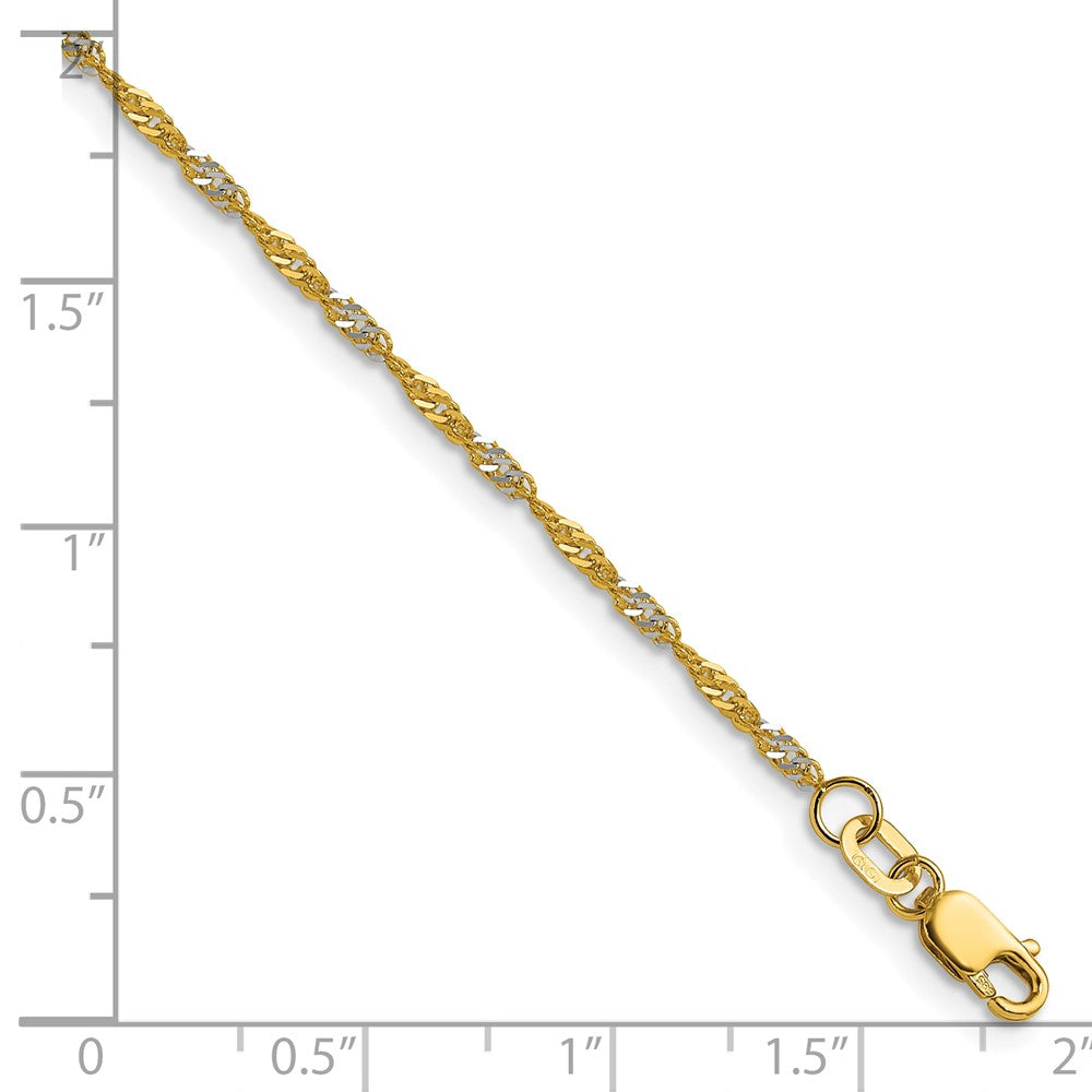 14k Yellow Gold with Rhodium 1.65mm Singapore Chain