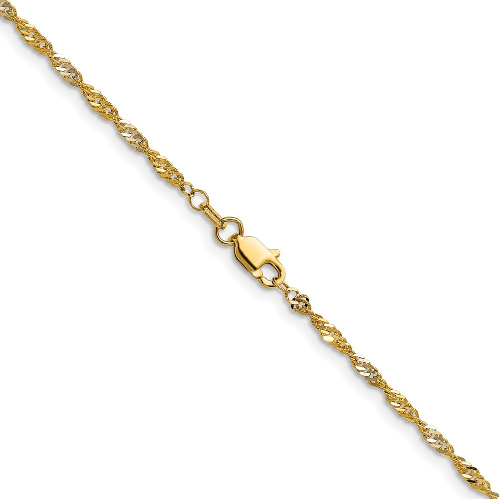 14k Yellow Gold with Rhodium 1.9mm Singapore Chain