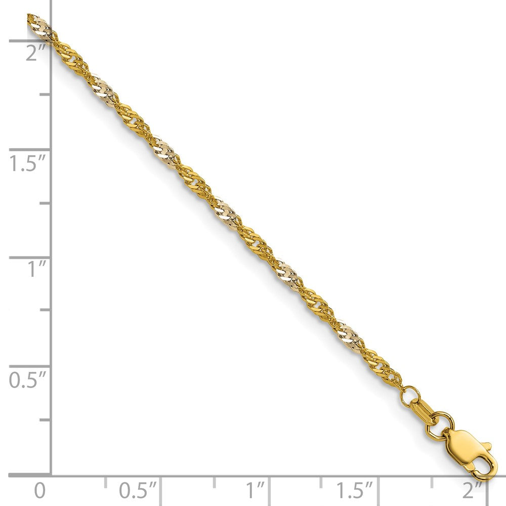14k Yellow Gold with Rhodium 1.9mm Singapore Chain