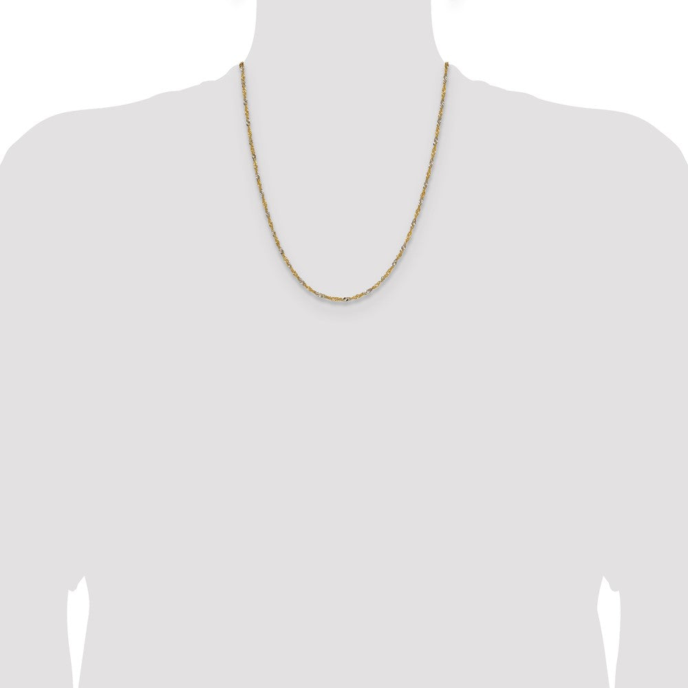 14k Yellow Gold with Rhodium 1.9mm Singapore Chain