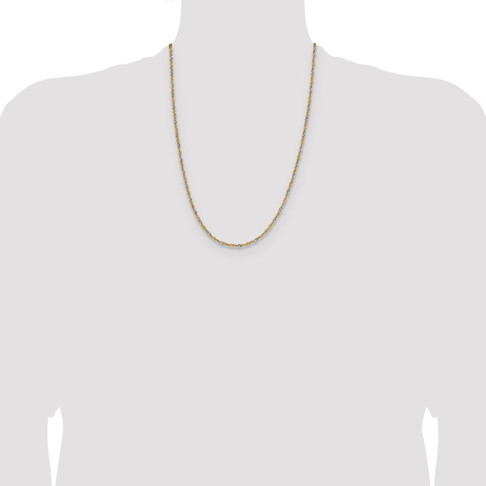 14k Yellow Gold with Rhodium 1.9mm Singapore Chain