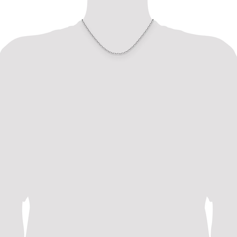 14k White Gold 2.1mm Solid Beveled Paperclip Chain