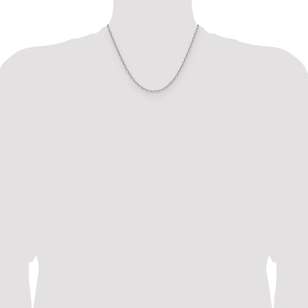 14k White Gold 2.1mm Solid Beveled Paperclip Chain