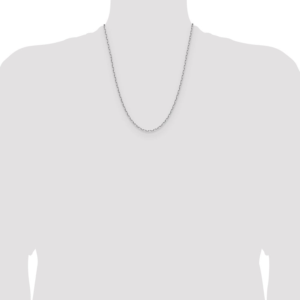 14k White Gold 2.1mm Solid Beveled Paperclip Chain