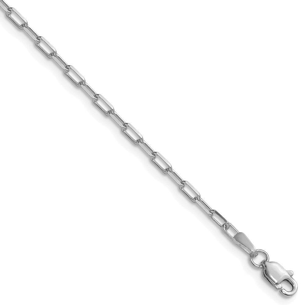 14k White Gold 2.1mm Solid Beveled Paperclip Chain