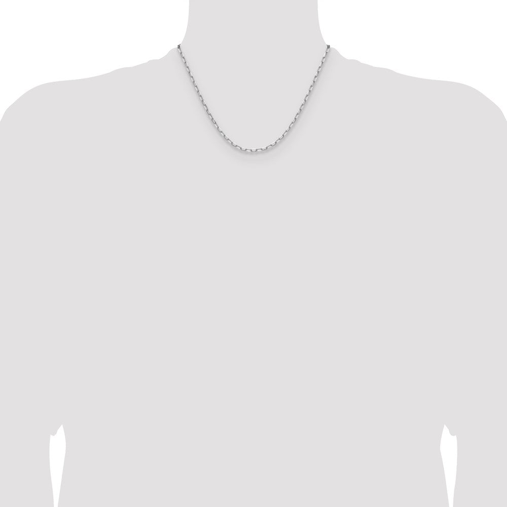 14k White Gold 3.0mm Solid Beveled Paperclip Chain