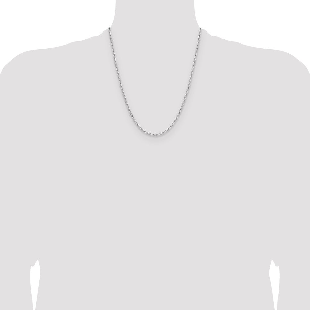 14k White Gold 3.0mm Solid Beveled Paperclip Chain