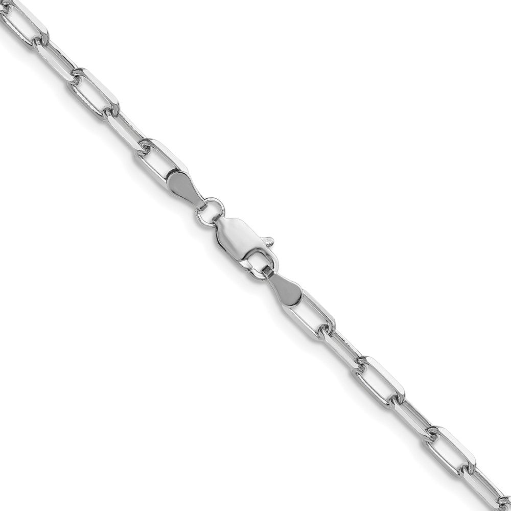 14k White Gold 3.5mm Solid Beveled Paperclip Chain