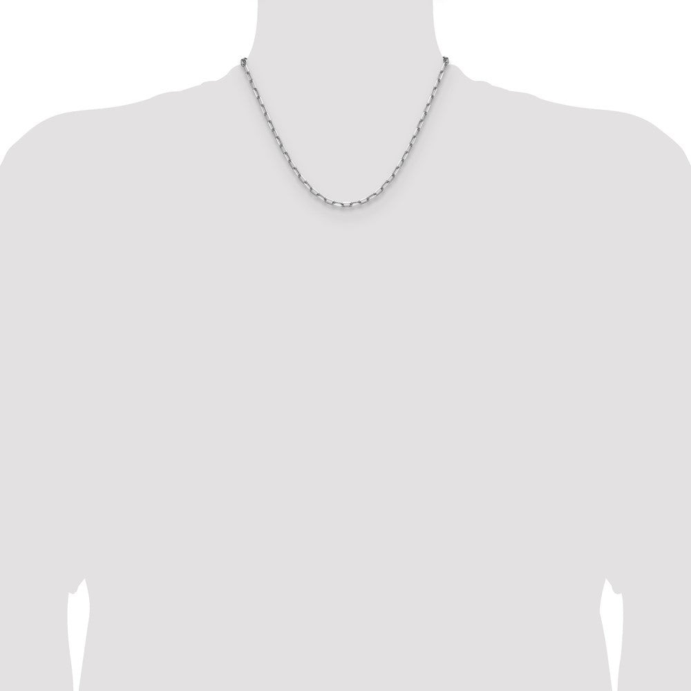 14k White Gold 3.5mm Solid Beveled Paperclip Chain