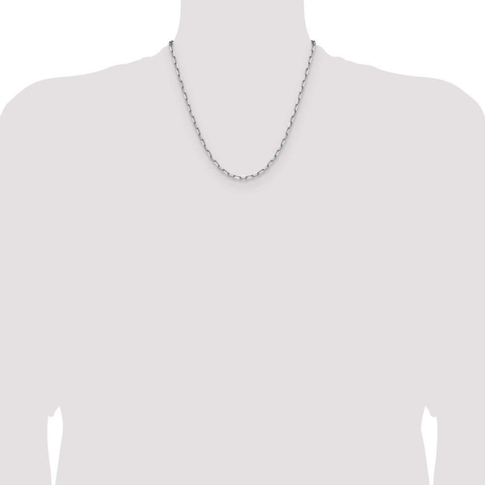 14k White Gold 3.5mm Solid Beveled Paperclip Chain