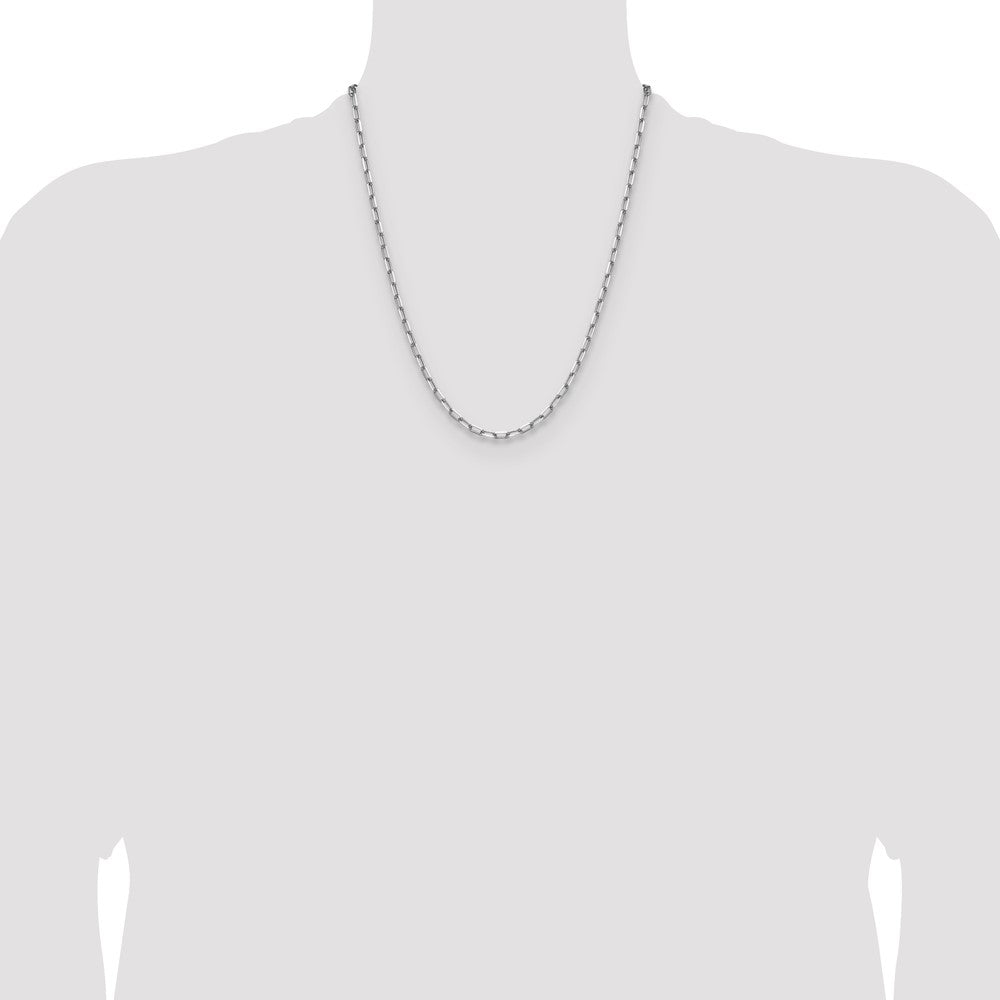 14k White Gold 3.5mm Solid Beveled Paperclip Chain