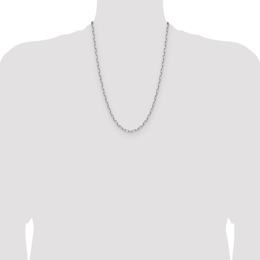 14k White Gold 3.5mm Solid Beveled Paperclip Chain
