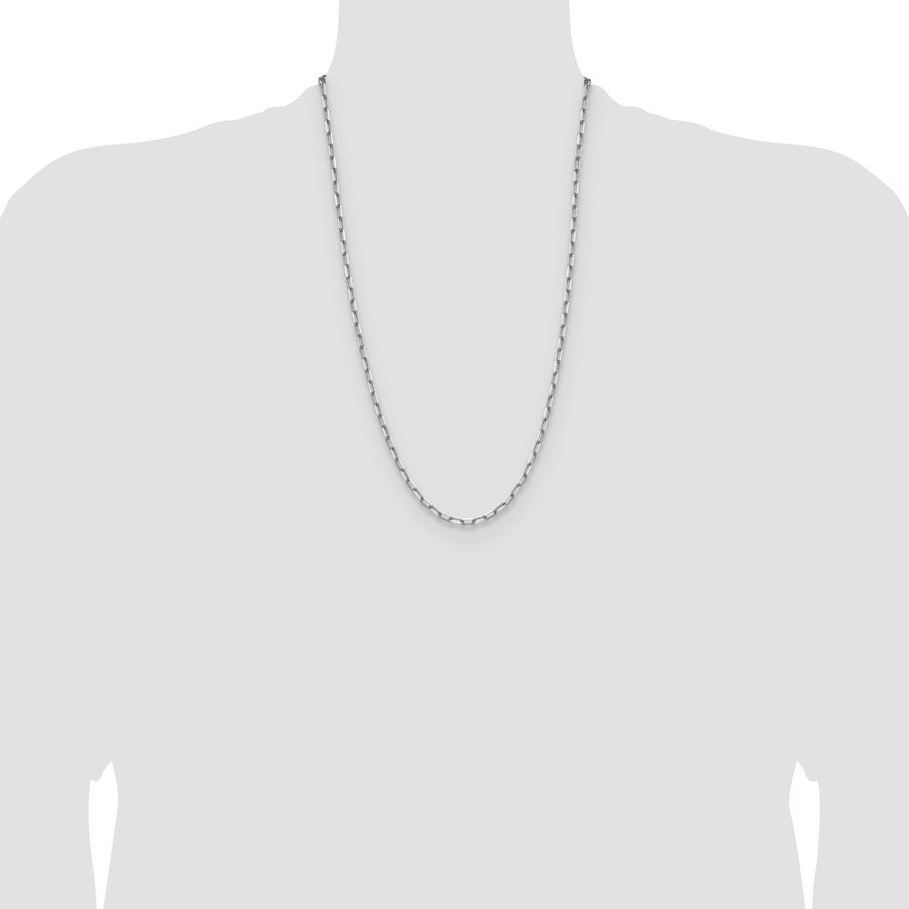 14k White Gold 3.5mm Solid Beveled Paperclip Chain