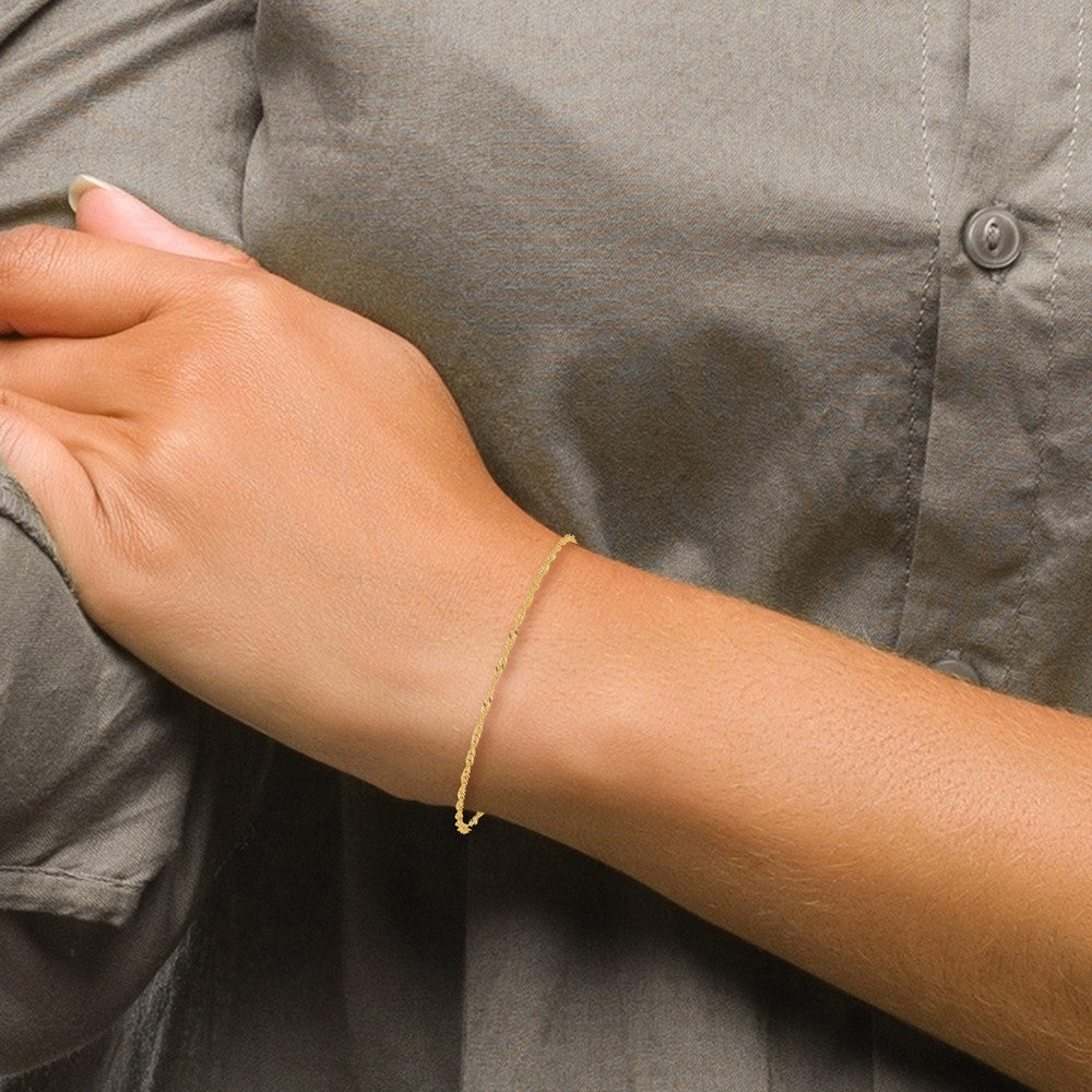 14K 1.40mm Singapore with Spring Ring Clasp Anklet