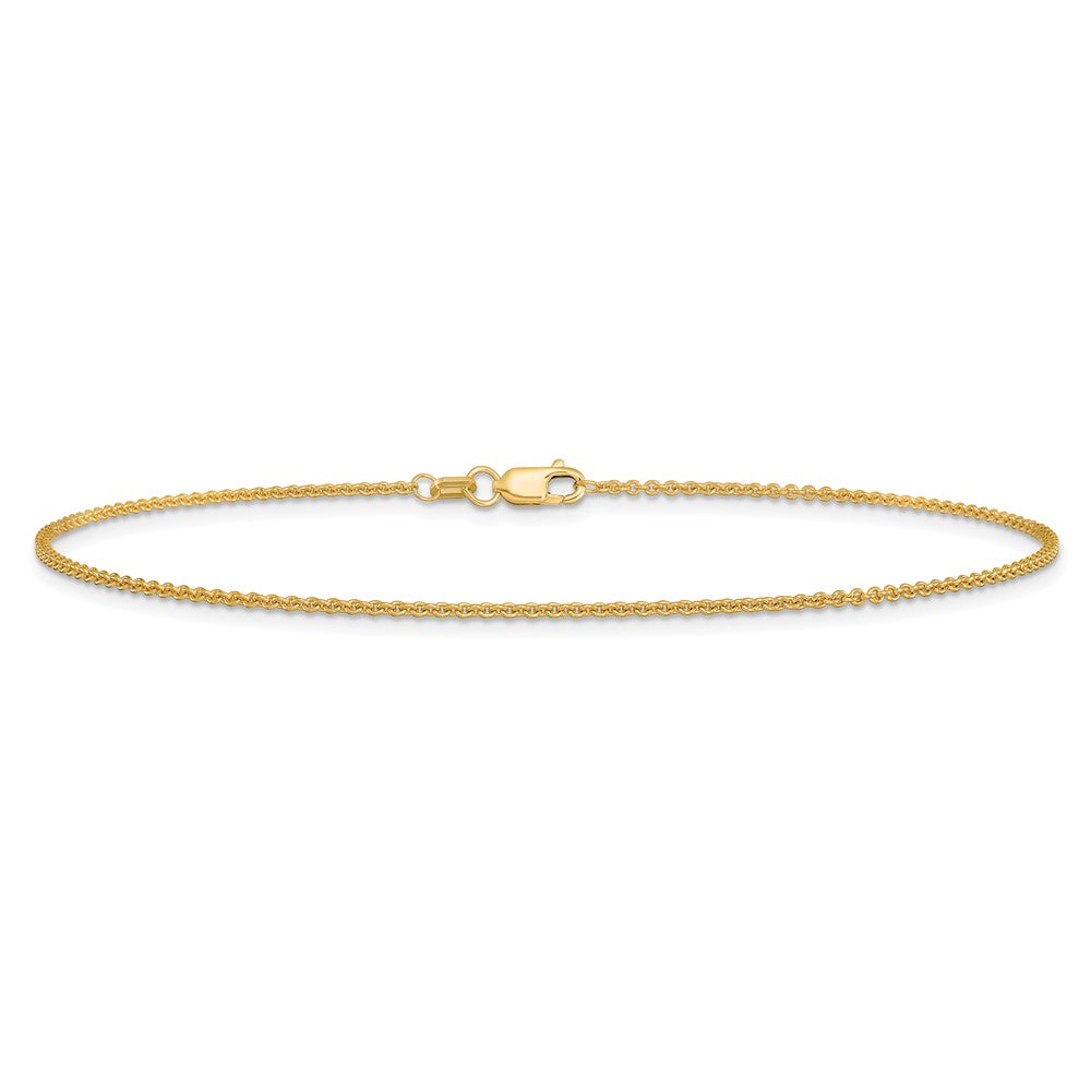 14K 1.4mm Round Open Link Cable with Lobster Clasp Anklet