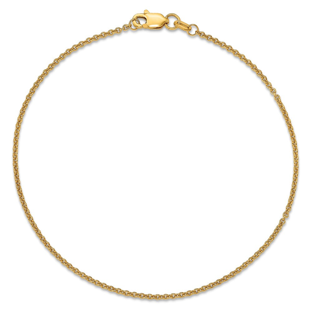 14K 1.4mm Round Open Link Cable with Lobster Clasp Anklet
