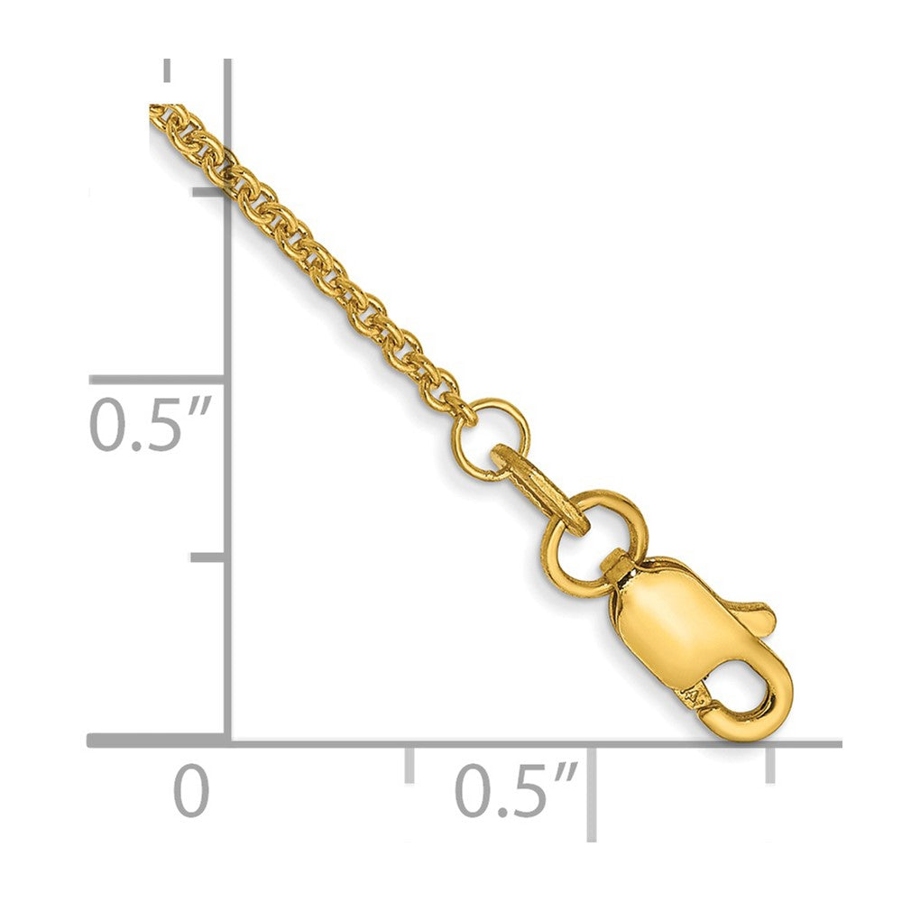 14K 1.4mm Round Open Link Cable with Lobster Clasp Anklet