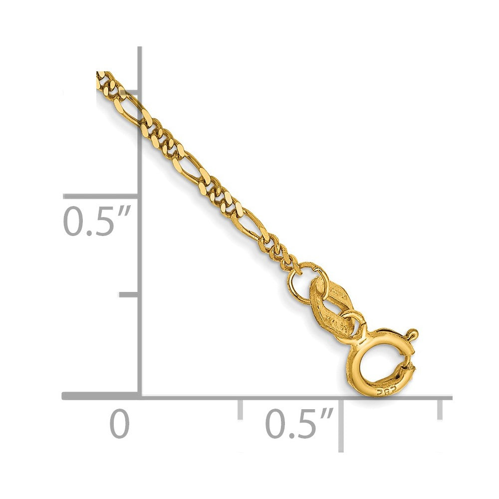 14K 1.25mm Flat Figaro with Spring Ring Clasp Anklet