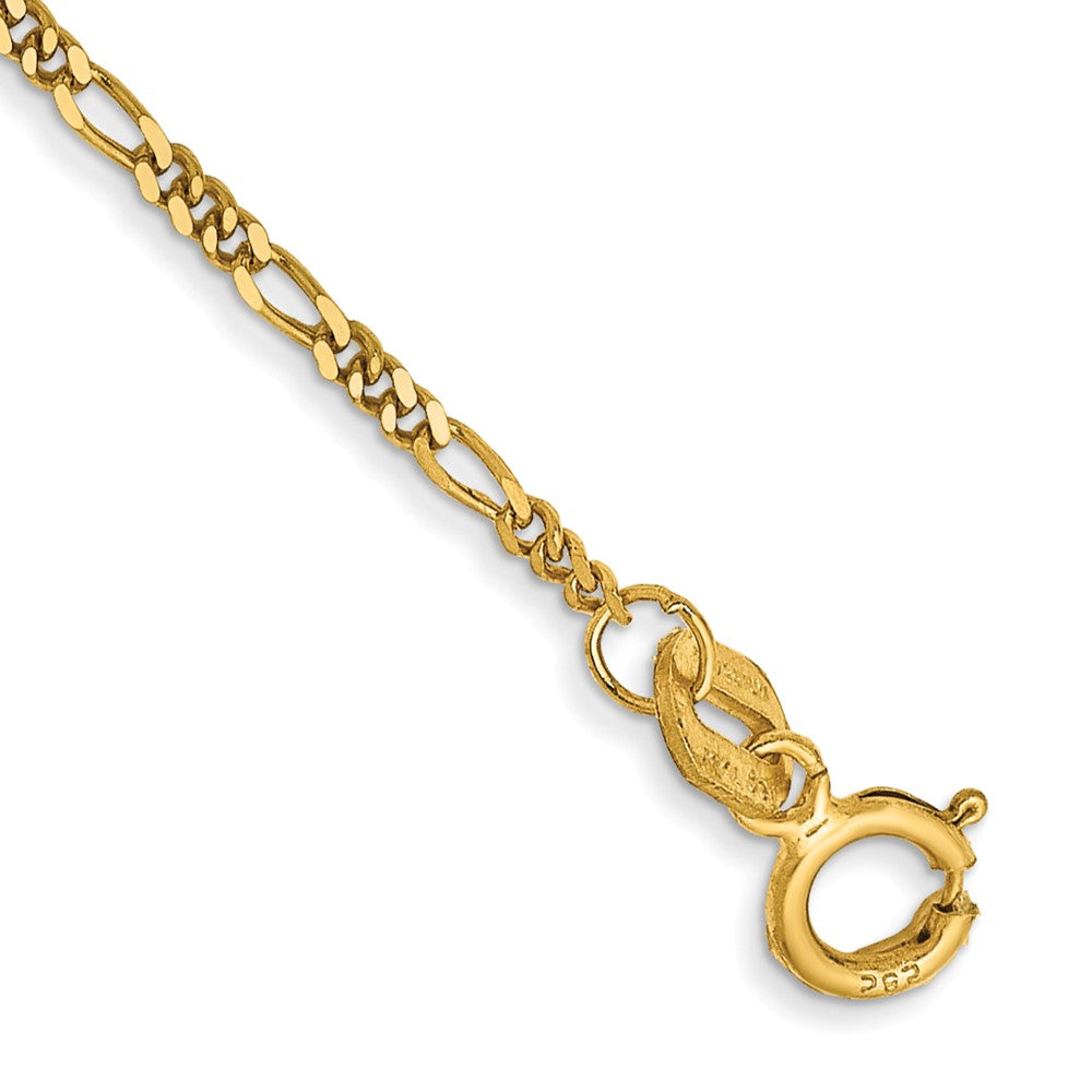 14K 1.25mm Flat Figaro with Spring Ring Clasp Anklet