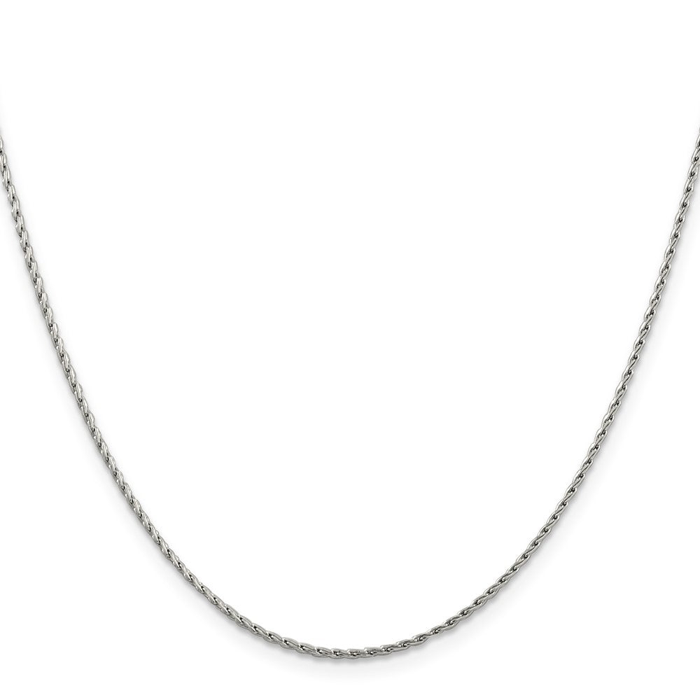 14K White Gold 1.25mm Round Parisian Wheat with Lobster Clasp Chain
