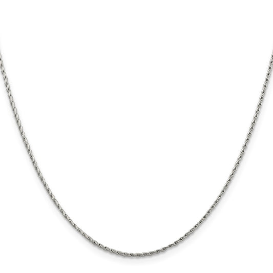 14K White Gold 1.25mm Round Parisian Wheat with Lobster Clasp Chain
