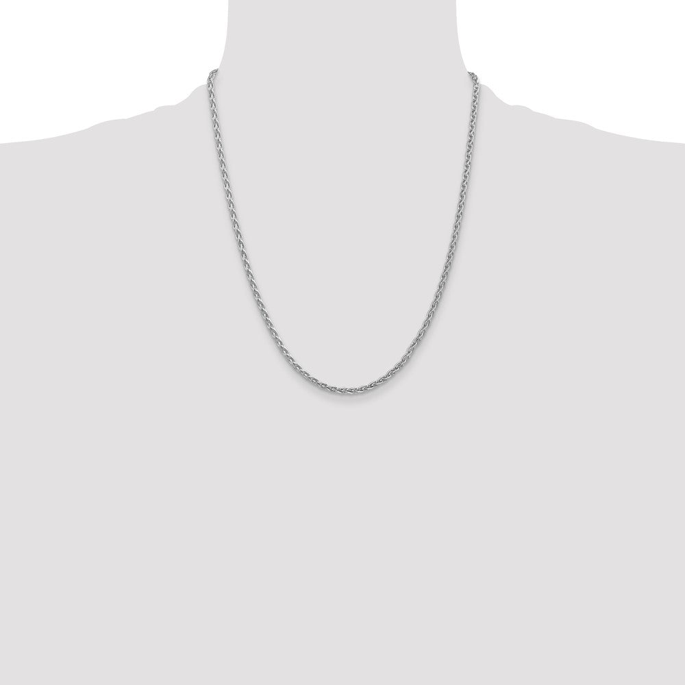 14K White Gold 4mm Parisian Wheat with Lobster Clasp Chain