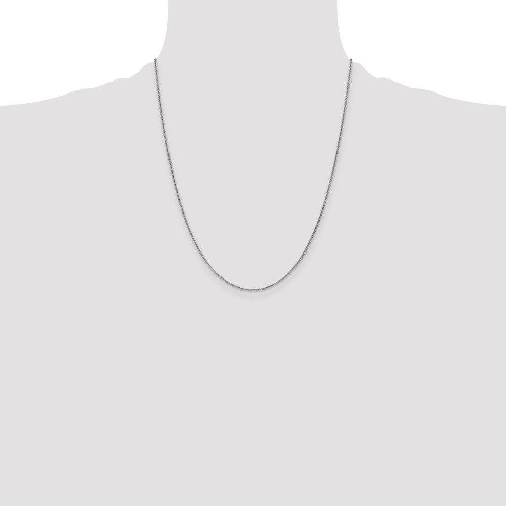 14K White Gold 1mm Round Open Link Cable with Lobster Clasp Chain