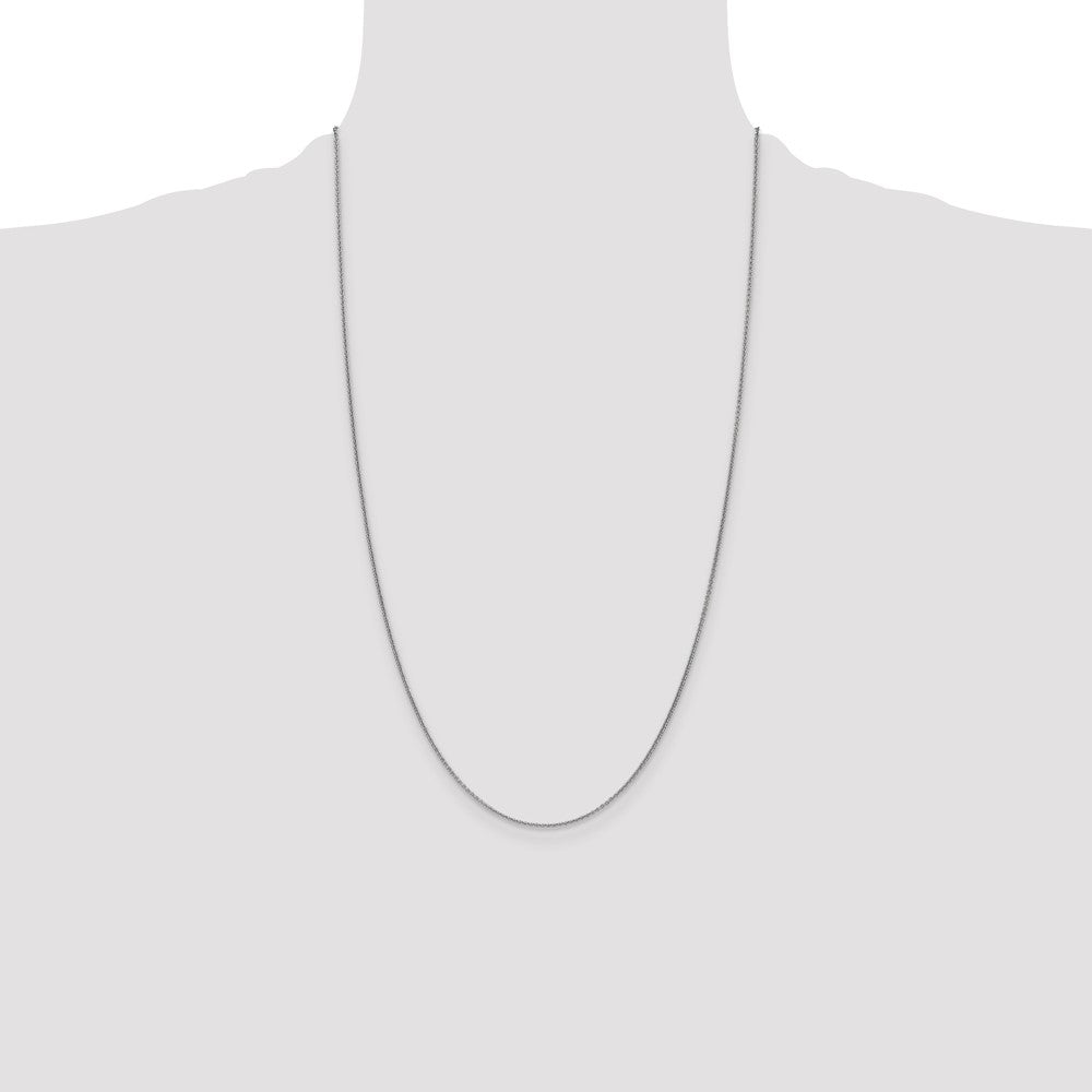 14K White Gold 1mm Round Open Link Cable with Lobster Clasp Chain