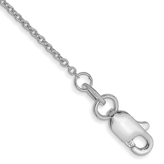 14K White Gold 1mm Round Open Link Cable with Lobster Clasp Anklet