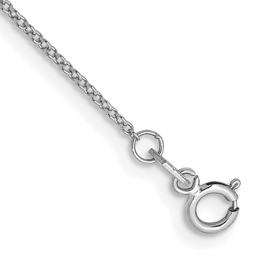 14K White Gold .9mm Cable with Spring Ring Clasp Anklet