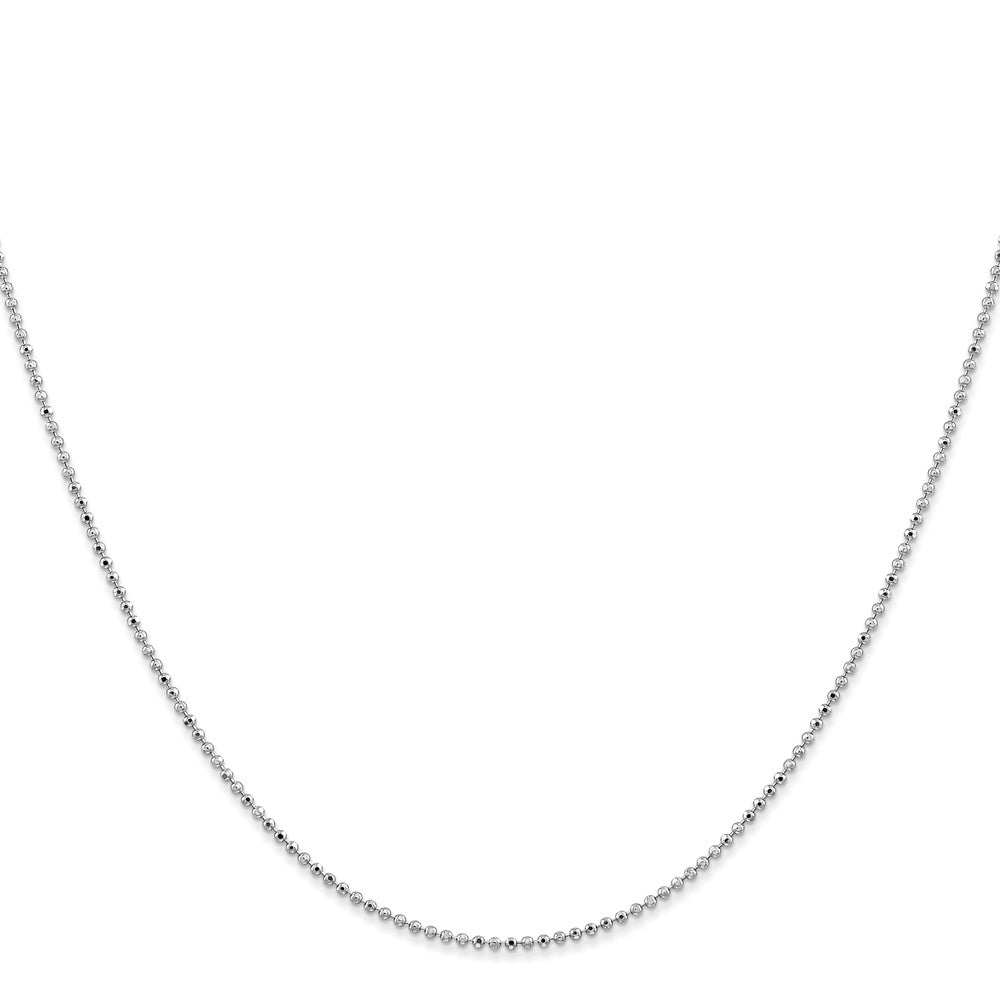 14K White Gold 1.2mm Diamond-cut Beaded with Lobter Clasp Pendant Chain