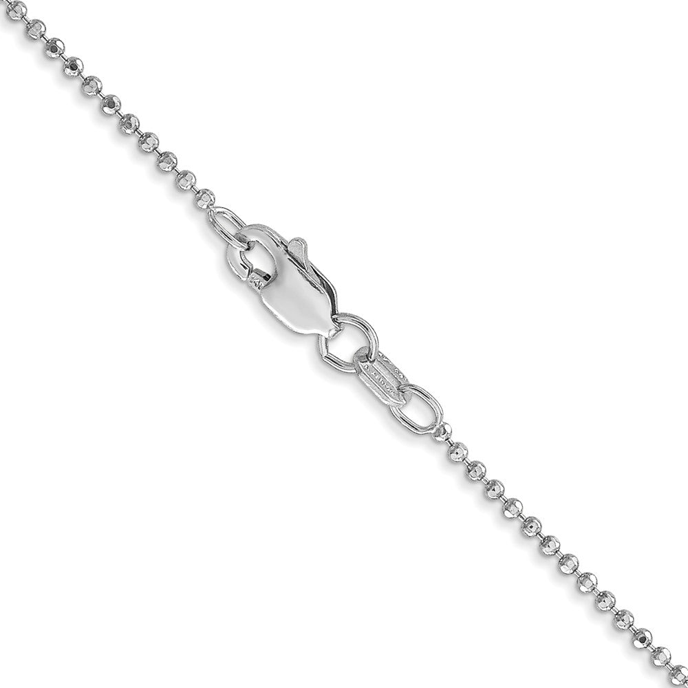 14K White Gold 1.2mm Diamond-cut Beaded with Lobter Clasp Pendant Chain