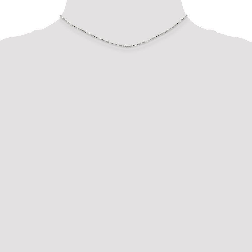 14K White Gold 1.2mm Diamond-cut Beaded with Lobter Clasp Pendant Chain