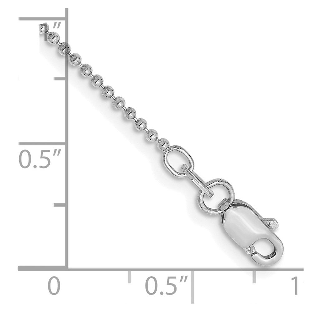 14K White Gold 1.2mm Diamond-cut Beaded with Lobter Clasp Anklet
