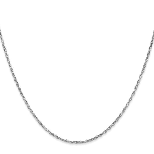 14K White Gold 1.3mm Heavy Baby Rope with Lobster Clasp Chain