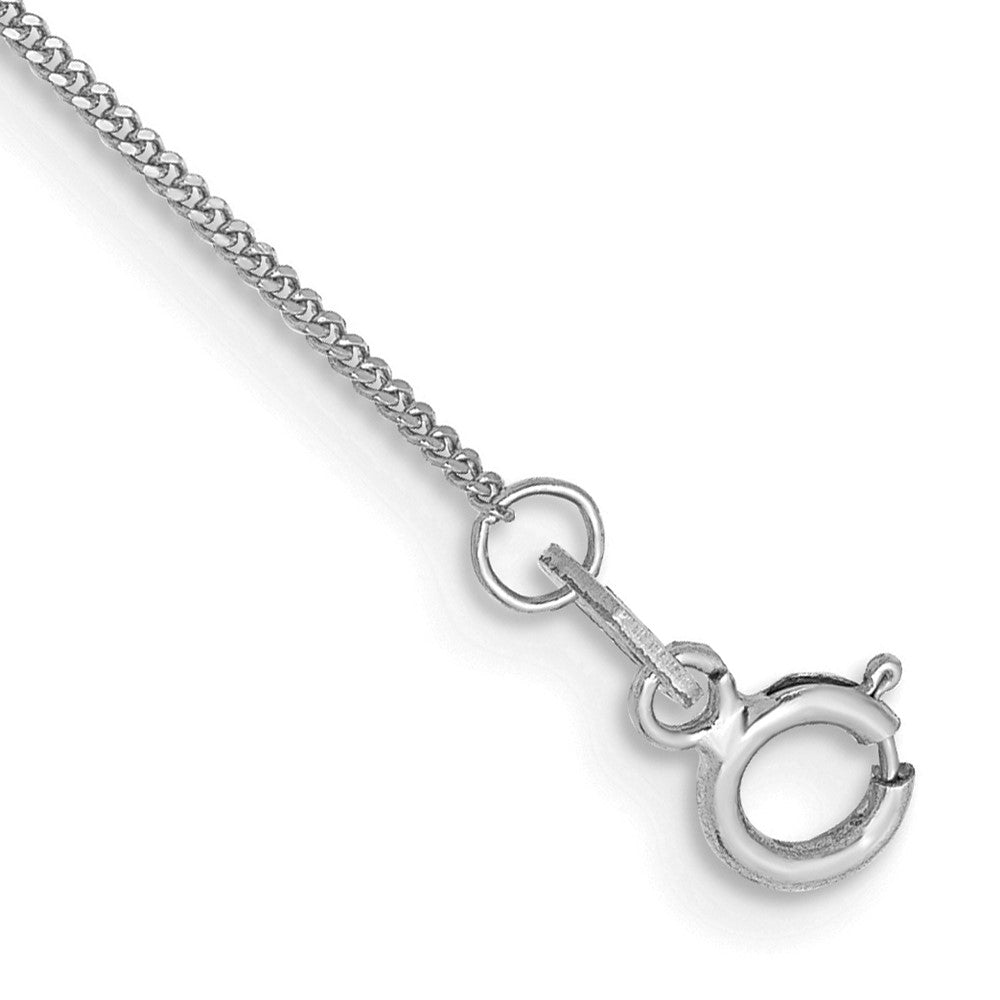 14K White Gold .9mm Curb with Spring Ring Clasp Anklet
