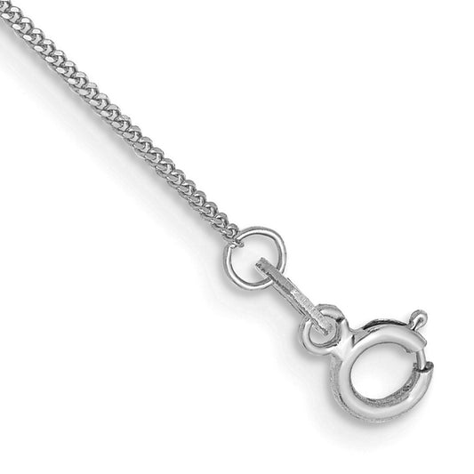 14K White Gold .9mm Curb with Spring Ring Clasp Anklet