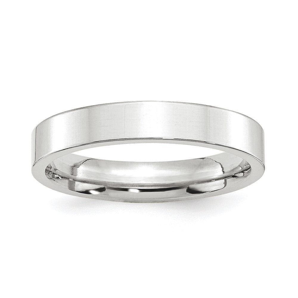 Platinum 4mm Polished Flat Wedding Band 