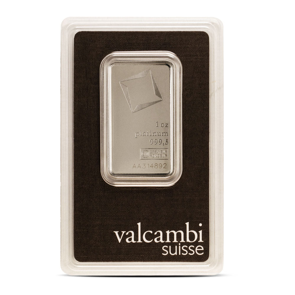 1 oz Valcambi Platinum Bar (New w/ Assay)