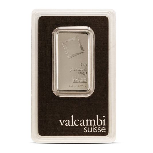 1 oz Valcambi Platinum Bar (New w/ Assay)